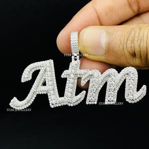 Colgante de moissanita VVS helado, colgante de LETRA DE moissanita VVS, colgante personalizado de moissanita VVS helado de plata esterlina 925 - Product Image 1