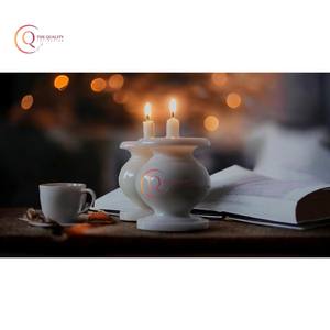 Portavelas de mármol decorativo de mesa para eventos, fiestas, bodas y Navidad, portavelas único, esmalte Natural de Color blanco - Product Image 2