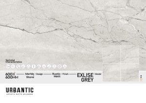 Azulejos de Cerámica de Porcelana Esmaltada con Aspecto de Mármol de 600x600 mm, Acabado Mate Rústico Gris Exlise, Azulejos Cuadrados de 60x60 cm para Exteriores - Product Image 2