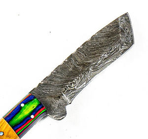 High Carbon Damascus Steel Blade Hunting Tarcker Knife Fixed Blade Full Tang Tracker Knives - Product Image 3