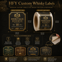 Étiquettes personnalisées pour vin rouge et whisky, papier texturé, autocollantes, avec logo, estampage à chaud doré et impression UV en relief