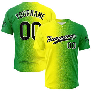 Custom Made Two Button Plane Baseball Shirt Jersey For unisex Softball Team Wear Light <b>Fabric</b> Colour <b>Yellow</b> and Green - Product Image 6