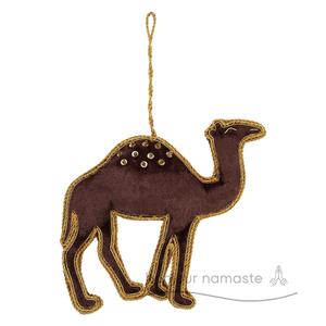 เครื่องประดับอูฐทำด้วยมือสีกาแฟประดับด้วยเลื่อมผ้ากำมะหยี่ของตกแต่งวันหยุดที่แปลกใหม่เป็นมิตรต่อสิ่งแวดล้อม - Product Image 1