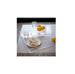 Plateau de service en acrylique de qualité supérieure pour bijoux, plateau de présentation en acrylique pour fruits de forme carrée, utilisation sur table, décoration - Product Image 3