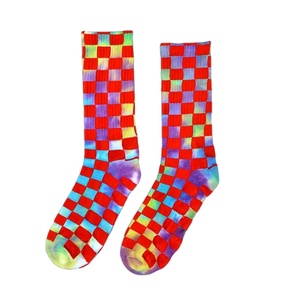 Nouvelle mode hommes chaussettes cravate colorant Plaid avec couleurs fluorescentes coton matériel Hip Hop Style drôle heureux Vortex Design - Product Image 1