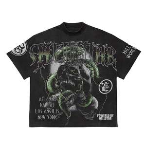 Camiseta gráfica de lavado ácido retro, Camiseta extragrande desgastada, camiseta de lavado ácido de estilo urbano, camiseta de microfibra de lavado ácido de hip-hop - Product Image 2