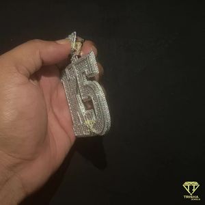 Corte Esmeralda VVS Lab Grown Layered Letter Colgante Iced out Colgante Letra del alfabeto personalizada Plata de Ley 925 - Product Image 5