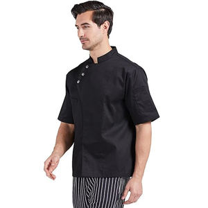 เสื้อเชฟทำจากโพลีเอสเตอร์พร้อมแขนเสื้อครึ่งและดีไซน์กระดุมแฟชั่นชุดเครื่องแบบที่เหมาะสำหรับมืออาชีพห้องครัวร้านอาหารโรงแรม - Product Image 4