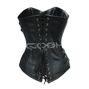 เสื้อรัดตัวหนังเทียมสีดำ |   เสื้อครอปทรงบัสติเยร์แบบมีซิปด้านหน้าพร้อมสายรัดแบบหัวเข็มขัด - Product Image 4