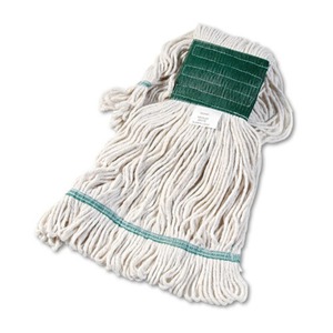 Tête de balai serpillère Boardwalk Super Loop, taille moyenne, blanche, 5 po. Bandeau rectangulaire en coton/fibre synthétique, 12 par carton - Product Image 1