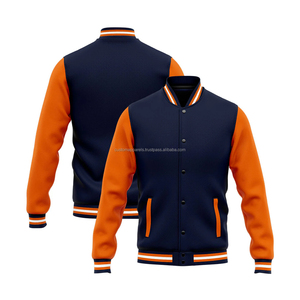 Custom wool <b>varsity</b> <b>jacket</b> with stand collar for teams high quality embroidered windproof outerwear MCACVJ06 - Product Image 2