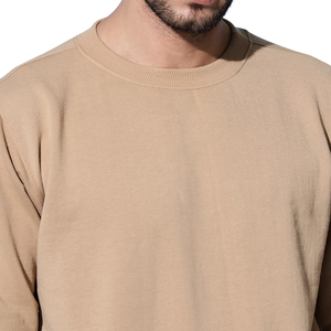 Sweat-shirt pull-over pour hommes avec tissu doux, manches longues, poignets côtelés et couleur unie, adapté aux acheteurs en gros - Product Image 5