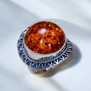Auténticos anillos reales de Plata de Ley 925 piedras preciosas de ámbar al por mayor anillos de plata 925 - Product Image 1