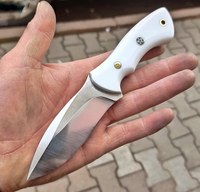 Couteau de chasse fixe professionnel de haute qualité en acier 440C EDC avec poignée en résine gaine en cuir outil de Camping en plein air personnalisable