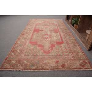 Tapis en Laine Turque Vintage 4 X 7,9ft Rouge et Beige Patchwork Design Armure Plate Support en Latex pour Décorations de Salon - Product Image 2