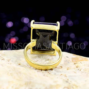 แหวนพลอยทานตะวันสีน้ำเงินใส่ได้ทั้งชายและหญิงเครื่องประดับชุบทองดีไซน์แหวนหินธรรมชาติสำหรับผู้ชาย - Product Image 3