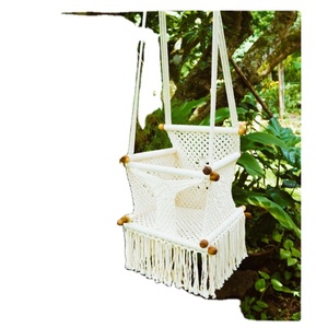 Toddler <b>Hammock</b> Chair Macrame Twin Baby Swing DYAED COTTON HANDMADE NATURAL Baby Swing Set Style Color Baby Bedside Sleeper - Product Image 2