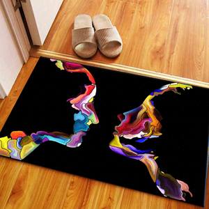 Tapis imprimé avec silhouette de couple abstraite colorée - Tapis d'entrée moderne pour bureau, tapis doux non tissé - Product Image 5
