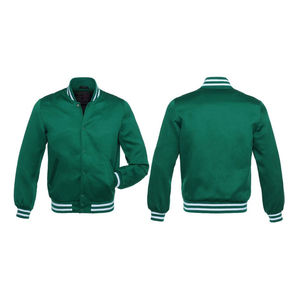 Blouson de baseball en satin de couleur verte pour hommes Blouson universitaire à manches longues pour hommes Blouson de baseball pour adultes Veste de baseball coupe ajustée - Product Image 2