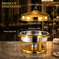 Chauffe-plats rond en acier inoxydable doré Offre Spéciale avec couvercle à charnière pour le restaurant de restauration de mariage