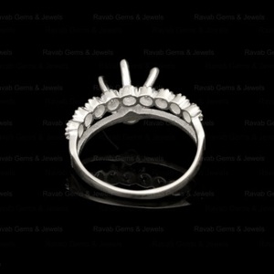 925 Sterling Silver Plated 6mm Pre Notched Zircon Half Eternity Semi Mount <b>Blank</b> Prong Set Keepsake Breastmilk Gemstone Resin - Product Image 2