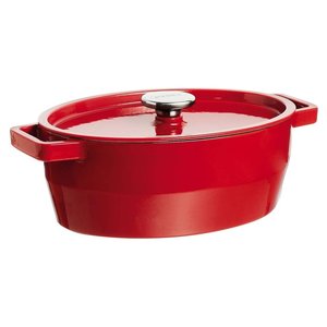 Casserole ovale en fonte émaillée avec couvercle 38,5x27,5x15 cm rouge pour four, cuisinière à gaz et électrique - Product Image 1