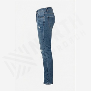 Jeans de Corte Recto Holgados para Hombre, Personalizables al por Mayor, con Color Personalizado, Talla Grande, Cierre Desmontable, Técnica de Lavado Desgastado y Rasgado en la Rodilla - Product Image 3
