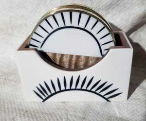 New Design Modern Style Resin & Wood <b>Coasters</b> 4 Pieces <b>Set</b> with Stand - Product Image 6