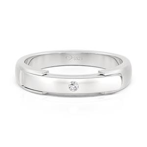 Bague médaillon Jeulia personnalisée gravée « Unité Éternelle » pour homme – Alliance classique en zircon - Product Image 2