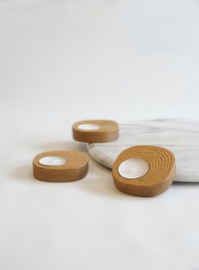 Minimal wooden tealight candle holder for home decor dining table centerpiece simple farmhouse style gift idea classy - Product Image 2