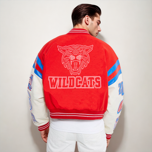 Custom <b>Vintage</b> Chenille Embroidery Patch Logo Stand Collar High Street Style Winter <b>Varsity</b> Letterman <b>Jacket</b> for Men for Spring - Product Image 2