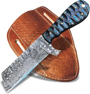 Cuchillo de acero de Damasco para niño vaca DIY, mango de madera Tang completo, cortador de toro plano, cuchillo desollado para caza al aire libre, senderismo, ODM personalizado - Product Image 5