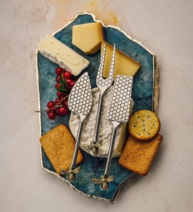 Juego de cuchillos de queso de 3 piezas de acero inoxidable con patrón de Peine de miel de alta calidad a precio mayorista - Product Image 4
