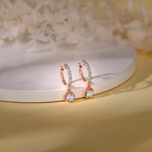 Pendientes de diamantes brillantes de oro rosa - Product Image 1