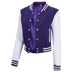 แจ็กเก็ตเลตเตอร์แมนสำหรับผู้หญิงแจ็กเก็ตเลตเตอร์มีตัวอักษรผ้าฝ้ายบุขนสัตว์ - Product Image 5