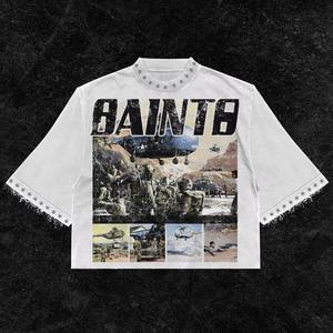 Oversized <b>White</b> Crop T-Shirt With Photo Print Design Street Style Short Sleeve Men's Jersey Cotton O-Neck Graphic Tee - Product Image 5