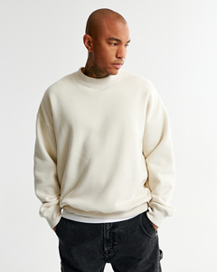 Jersey de algodón pesado para hombre, sudadera de lana de alta calidad, logotipo personalizado, estampado en relieve, pantalones de chándal de cuello redondo sólidos de invierno - Product Image 2
