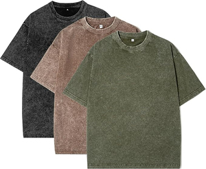 100% algodón Vintage lavado hombres personalizado fabricante hombres de gran tamaño ácido lavado Camiseta 100% algodón serigrafía larga - Product Image 1