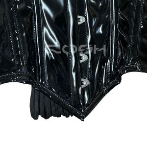 Shiny Wet Look Black <b>PVC</b> Overbust Corset Heavy Duty Steel Boned Body Shaper Waist Slimming Corset - Product Image 5