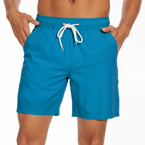 Bermuda basique en coton taille moyenne pour hommes coupe ample anti-rides pour la plage athlétique course à pied Fitness tenue décontracté style lavé - Product Image 1