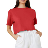 Conjunto de ropa de verano de moda para mujer, top corto con cuello redondo y manga corta.