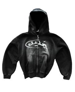 Sweat à capuche brodé Vintage pour femmes coupe ample sweat zippé Hip Hop Streetwear manteau décontracté taille XS pour l'hiver - Product Image 1