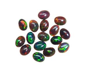 พลอยโอปอลทรงหลังเบี้ยสีดำทรงวงรีสีดำที่น่าสนใจสำหรับทำเครื่องประดับโอปอลเอธิโอเปียอัญมณีสีดำขัดเรียบขนาด8x6mm - Product Image 2