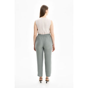 Women's High-<b>Waist</b> <b>Elasticated</b> Back Canvas Cargo <b>Trousers</b> - Product Image 3