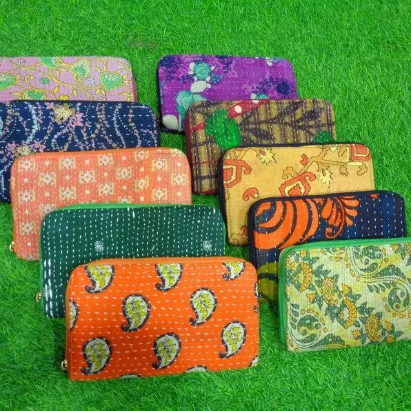 Bolsa de mão vintage Kantha de algodão artesanal para mulheres bolsa de mão indiana bolsa de mão vintage para noite