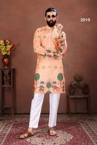 Kurta Pyjama en Coton Mousseline Premium pour Hommes pour la Saison des Mariages et des Fêtes Fabriqué en Inde En Stock Sans Impression - Product Image 5