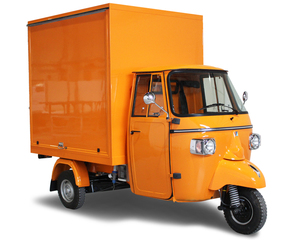 Motocyclette à trois roues à carrosserie fermée orange, capacité de charge de 200-300 kg, vitesse de 30-50 km/h, marche arrière, utilisation pour passagers, 3 passagers, marque TVS - Product Image 1