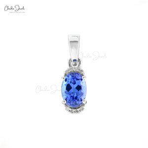 Produit très vendu, pendentif minimaliste en tanzanite ovale de 7x5 mm, pierre précieuse, or véritable 14 carats, demi-sertissage, pendentif délicat, sans MOQ - Product Image 4