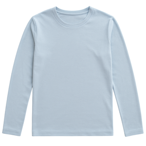 T-shirt à manches longues pour femme, bleu ciel, col rond, coton biologique de luxe, pré-rétréci, certifié GOTS, doux, coupe classique - Product Image 1