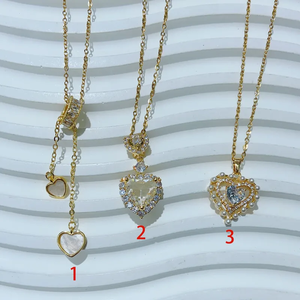 Collar de Moda con Colgante de Corazón de Nácar y Circonita, Chapado en Oro de 18K, Acero Inoxidable 304, para Uso Diario - Product Image 4